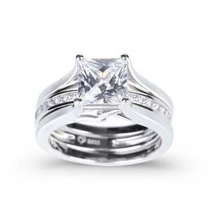 Jeulia Interchangeable Princess Cut Sterling Silver Engagement Ring Set - Product Image 1