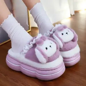 Custom Plush Platform Slippers Wholesale Warm Comfort Classic Cotton Sandals Shoes Casual Winter Thermal Sandals