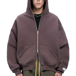 OEM Sweat à capuche en coton à double fermeture éclair bidirectionnelle avec logo personnalisé Streetwear pour hommes Sweat à capuche surdimensionné vierge avec fermeture éclair intégrale - Product Image 4