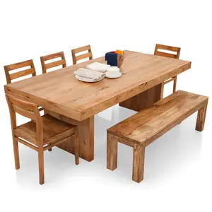 木制腿矩形餐桌坚固餐厅家具价格实惠实木家具产品