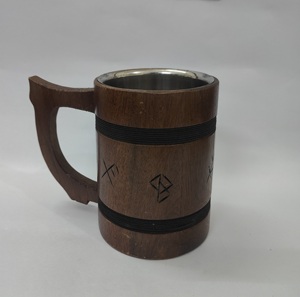 Taza para beber de madera pulida Taza de madera con logotipo personalizado taza láser restaurante calidad grabado restaurante de madera - Product Image 3