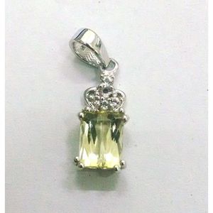 Handmade 925 Sterling Silver Shah Gems <b>Pendant</b> for Women Natural Lemon Quartz White Topaz <b>Emerald</b> Cut Diamond Rose Gold Number - Product Image 1