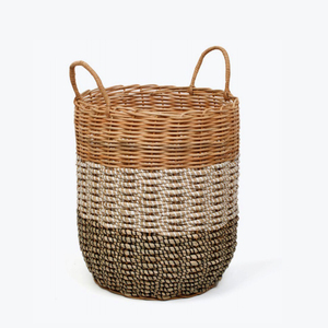 Rustic Handcrafted Rattan and Seagrass <b>Storage</b> Basket Natural Vintage Rattan <b>Storage</b> <b>Bin</b> Made in Vietnam - Product Image 6