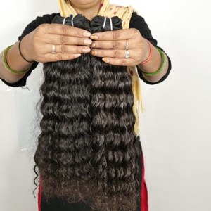 Machine indienne naturelle Double trame paquets de cheveux humains non traités cuticule alignée temple brut extensions de cheveux humains bouclés profonds - Product Image 5