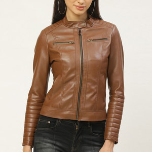 Ropa de calle, superventas, recién llegada, chaqueta de cuero para mujer, colección de invierno, aspecto clásico, chaqueta de cuero de Color Original puro - Product Image 1