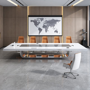 Bàn hội nghị sơn đơn giản hiện đại dài lớn màu trắng nhiều người họp bàn đàm phán Bàn họp - Product Image 4