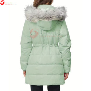 High Quality Women's <b>Winter</b> Parka Hooded <b>Thick</b> Warm Long Breathable Knitted Coated 100% Polyester <b>Coats</b> - Product Image 2