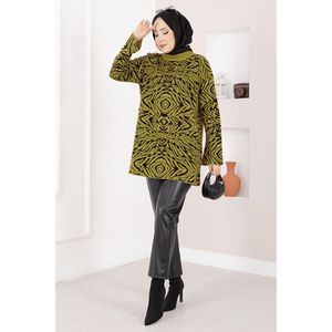 Cardigan en tricot vert olive à motif zèbre de haute qualité pour femmes, pull décontracté coréen respirant avec broderie pour l'automne et l'hiver - Product Image 3