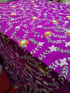 Lightweight Eco-Friendly Hand Beaded Embroidery <b>Fabric</b> Cross-Style Net Weft Knitted Woven Technique for Accessory Use - Product Image 3