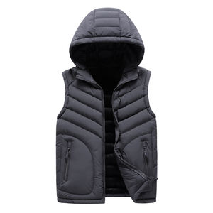 Custom Hooded Canvas <b>Men's</b> Sleeveless Puffer Jacket OEM ODM Waterproof Windproof Insulated for Outdoor Sportswear and Daily Use - Product Image 2