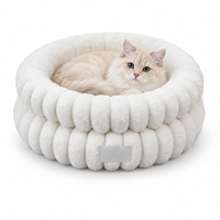 Coussin rond en peluche courte Yangyangpet pour animaux de compagnie, avec côtés hauts et design segmenté