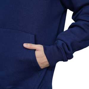 Sweat-shirt à capuche uni en molleton technique bleu marine essentiel pour homme, sans tarif, prêt à expédier, mélange de coton de qualité supérieure, confortable, personnalisable - Product Image 2