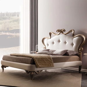 Ensemble de cadre de lit en bois d'acajou sculpté à la main au design moderne, Guyana, luxe, taille king, hôtel, appartement, chambre à coucher, bois massif, bois de Java - Product Image 1