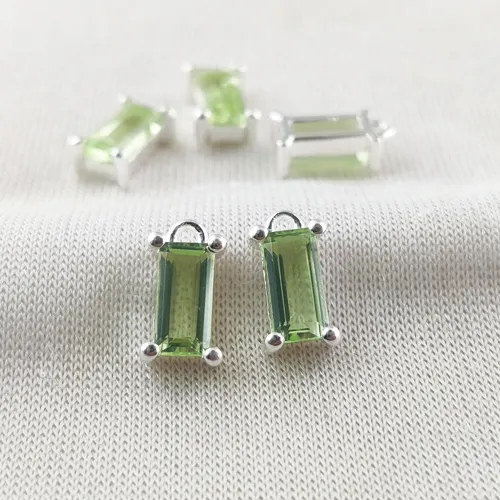 Peridot ciondolo con pietre preziose in argento 925, piccolo ciondolo in pietra di nascita, per realizzare gioielli