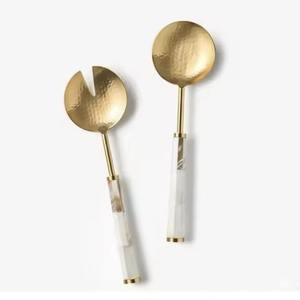 Ensemble de serveurs à salade élégants en acier inoxydable avec poignée design, ustensiles de service de luxe - Product Image 2