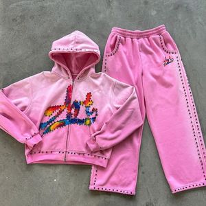 Sudadera holgada de algodón 100% de peso pesado personalizada con diseño único y diamantes de imitación de varios colores - Product Image 1