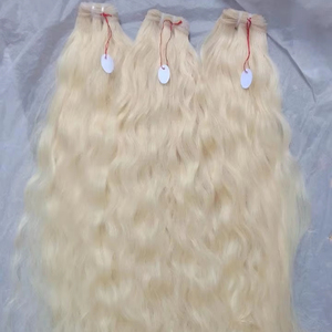 Extensions de cheveux humains de Temple Remy vierges indiens bruts de qualité blonde de haute qualité du sud de l'Inde couleur claire blanchie - Product Image 1