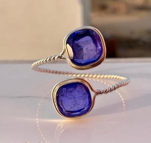 Tanzanite Cristal Gemstone 925 Sterling Silver Design Unique Bracelet Réglable Pour Femmes Tanzanite Bijoux - Product Image 5