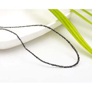 Collier de perles en diamant noir 2-3 mm, naturel brut non taillé, 16 pouces, motif en forme de boule - Product Image 4
