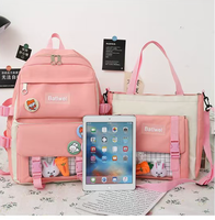 Ensemble de 5 sacs à dos scolaires en PVC faits à la main pour filles, motif carotte mignon, imprimé en typographie, ergonomique, réduisant la charge, coffret cadeau