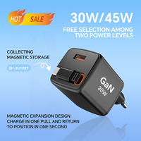 Pengisi daya cepat dapat ditarik 30W | Kabel 80cm | PD3.0 & QC penuh protokol | Colokan tersedia (AS/EU/Inggris) | Untuk Laptop, Tablet & ponsel