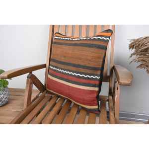 Multicolor Wool Kilim Rug <b>18x18</b> Inch Woven with Rustic Vintage Pattern for Home Decor - Product Image 3