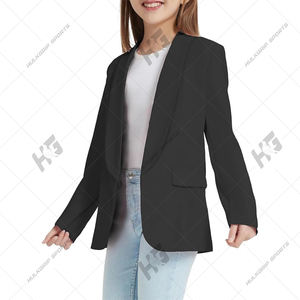 Elegante de lana de tejido sólido con cuello en V de un solo botón de manga larga Blazer chaqueta de oficina de negocios - Product Image 3