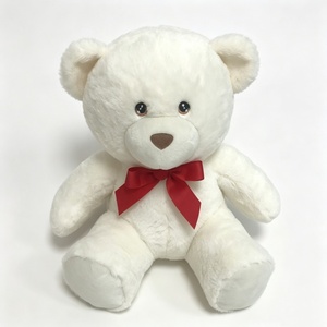 Ours en peluche blanc personnalisé avec nœud rouge, ours en peluche classique, ours en peluche blanc doux, ours en peluche assis câlin - Product Image 4