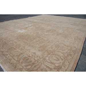 Vintage Rug, Oversize 9.6x12.6 ft Turkish Rug, <b>Brown</b> Ombr <b>Wool</b> Rug - Product Image 3