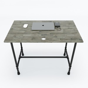HBON001-100x60 Industrial Style <b>Solid</b> <b>Wood</b> Work <b>Desk</b> with Assembled Water Pipe Legs for Office Building Furniture - Product Image 2