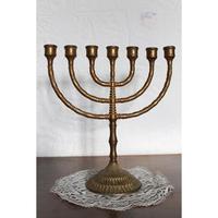 Décoration de festival de mariage juif 9 bras bougeoir en laiton Antique Menorah Hanukah bougeoir décoratif décor à la maison
