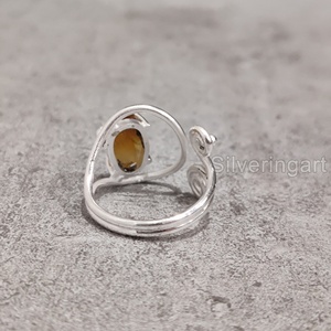 Bijoux en pierre brute Bague pour femme Citrine naturelle Pierre précieuse brute Novembre Pierre de naissance Bijoux de créateur Bague en argent sterling 925 - Product Image 5