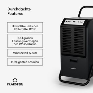 Déshumidificateur commercial 70L par jour, sécheur d'air portable à compresseur avec drainage continu pour les pièces de 100 à 140 m2, anthracite - Product Image 5