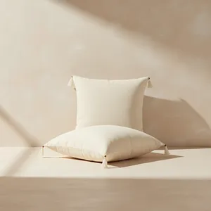 ปลอกหมอนอิงโซฟาผ้าคอตตอน-ลินินแท้ลวดลายแข็งใช้ในบ้าน - Product Image 2