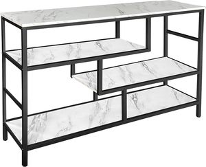 Curve Design Black Color Metal <b>Console</b> <b>Table</b> with <b>Marble</b> <b>Top</b> Sleek Design for Entryway Living Room or Hallway Deco - Product Image 4
