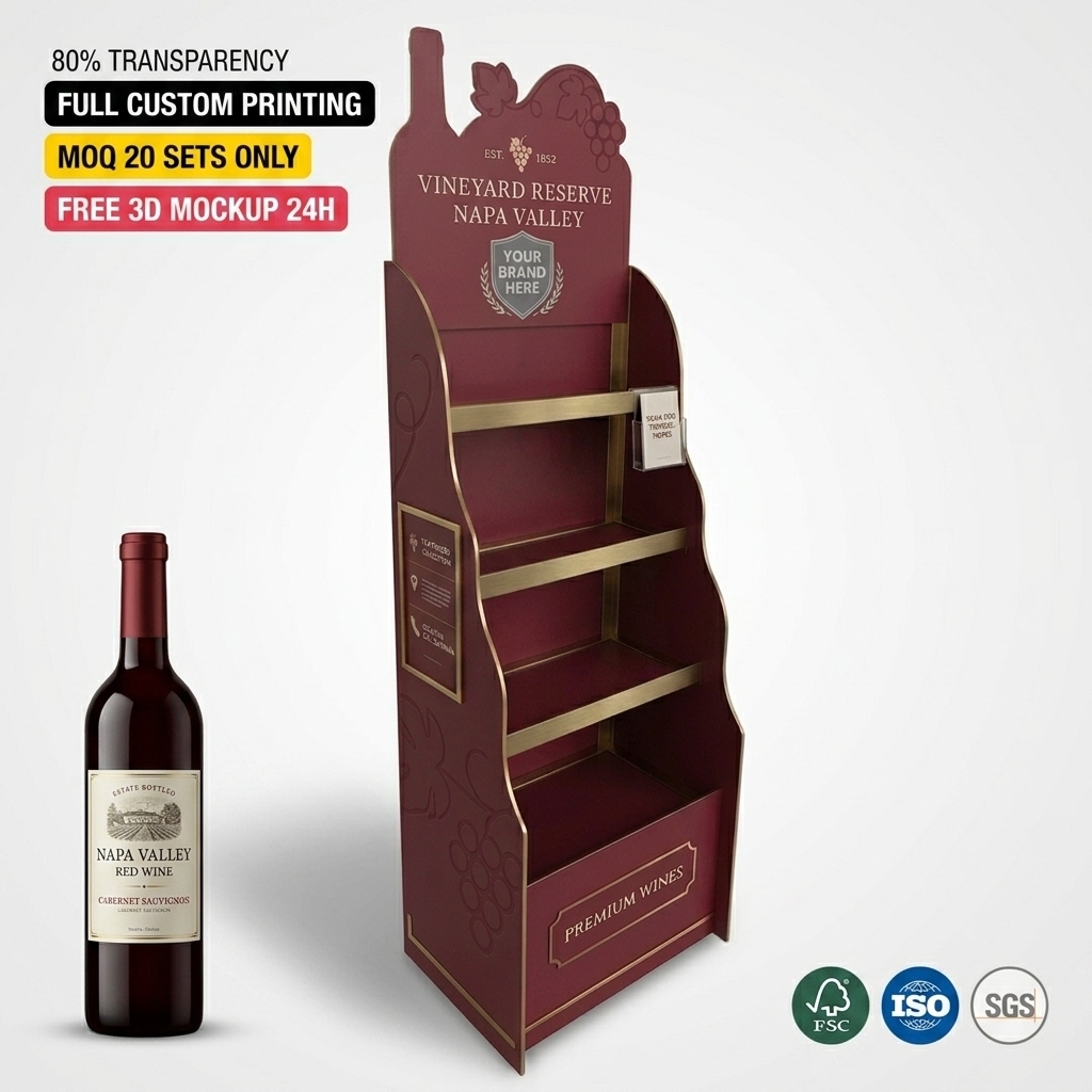 Apache Custom 4-Tier PVC Red Wine Display Rack Floor Standing Bottle Display Stand OEM ODM Wholesale for Liquor Store Wine Shop — view 2