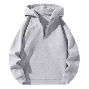 Vente en gros de sweat-shirts à capuche en molleton pour hommes, personnalisés, à demi-zip, sans cordon, coupe ample, 100% coton, tricotés - Product Image 6