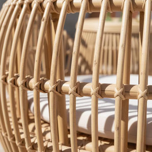 Handwoven Bamboo Round <b>Bistro</b> Table and Chair <b>Set</b> for Balcony, Patio or Indoor <b>Dining</b> - Product Image 3