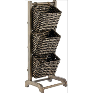 Meilleure vente panier à jacinthe d'eau en bois à trois niveaux moderne pour la décoration de meubles de maison pour la chambre à coucher salon bon - Product Image 1