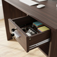 Bureau d'étude et d'écriture Essence Factory Sale WT301 couleur Wengé, mobilier scolaire, bureau d'étudiant avec tiroir coulissant, surface en PU, démontable