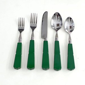 Handicrafts Metal Flatware Set With Green Resin Handle <b>Mirror</b> Polished for Wedding Dinner Parties <b>Tabletop</b> Cutlery Set - Product Image 5