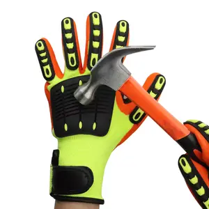 SONICE Best-selling Cut Level 5 Rubber Mining Heavy Duty Anti-Impact Men Mechanic Hand Protective Nitrile Safety Work Gloves