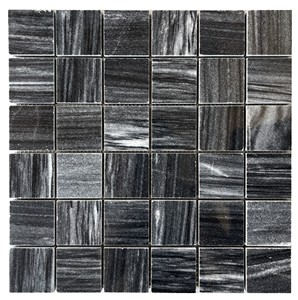 Mosaico de Piedra Cuadrado Negro, Pulido, Resistente al Agua, Moderno, para Pared Interior de Baño, 300x300mm - Product Image 1