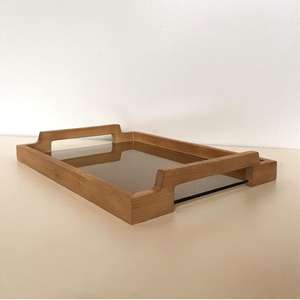 Bandeja de servicio de madera rústica y elegante de primera calidad, asas integradas duraderas, vajilla hecha a mano para escritorio, baño, uso para bebidas - Product Image 5