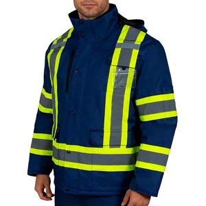 Winter Waterproof ANSI Class 1 LED Flash <b>Worker</b> Security Clothing Coat Men Hi Vis Custom Construction Workwear Reflective Safety - Product Image 2
