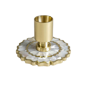 Porte-bougie et support en métal écologique, fait main, décoration d'intérieur, objet décoratif et cadeau, laiton, fabriqué en Inde - Product Image 1