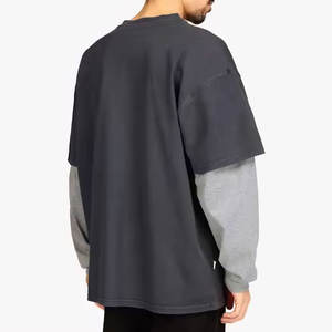 Meilleures ventes Chemise à col rond pour hommes, couleur personnalisée, manches double couche, matériau en polyester/coton de haute qualité, taille adulte - Product Image 3