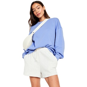 เสื้อสเวตเตอร์แขนยาวคอกลมสำหรับผู้หญิงเสื้อครอปแขนยาวเสื้อสเวตเตอร์แบบสวมหัวเสื้อครอปแบบลำลองมีโลโก้ - Product Image 1