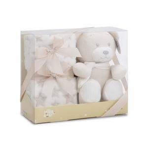 Mod. Ensemble cadeau couverture et peluche OSO beige - Product Image 1