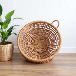 Handmade Indian Style Oval <b>Rattan</b> Hang Light New Trend Woven Bamboo Pendant <b>Lamp</b> for Home Featuring Stone Candle Holders Candle - Product Image 2